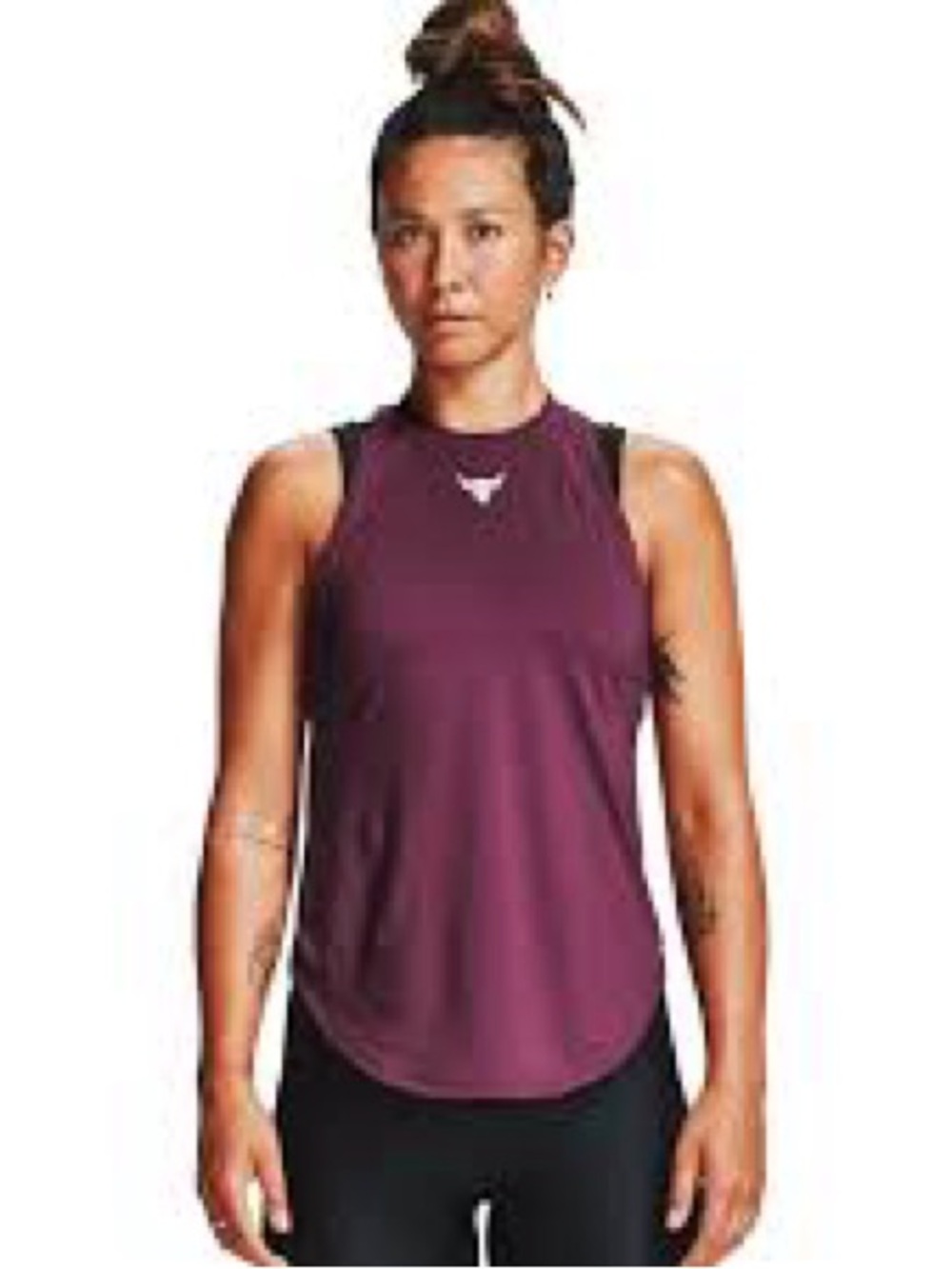 Under Armour Project Rock Heat Gear Plum High Neck Mesh-Shoulder Tank